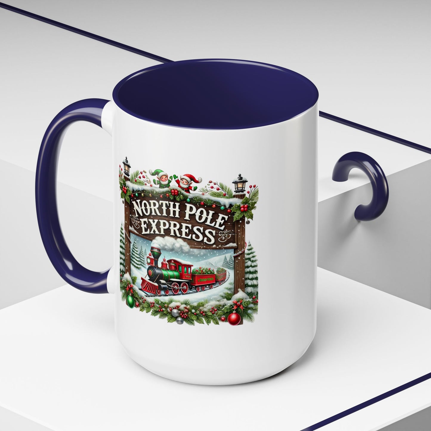 Christmas Mug - North Pole Express Steam Locomotive Decorations