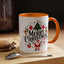 Christmas Mug - Merry Christmas Black Text Santa Reindeer Snowmen Ornaments