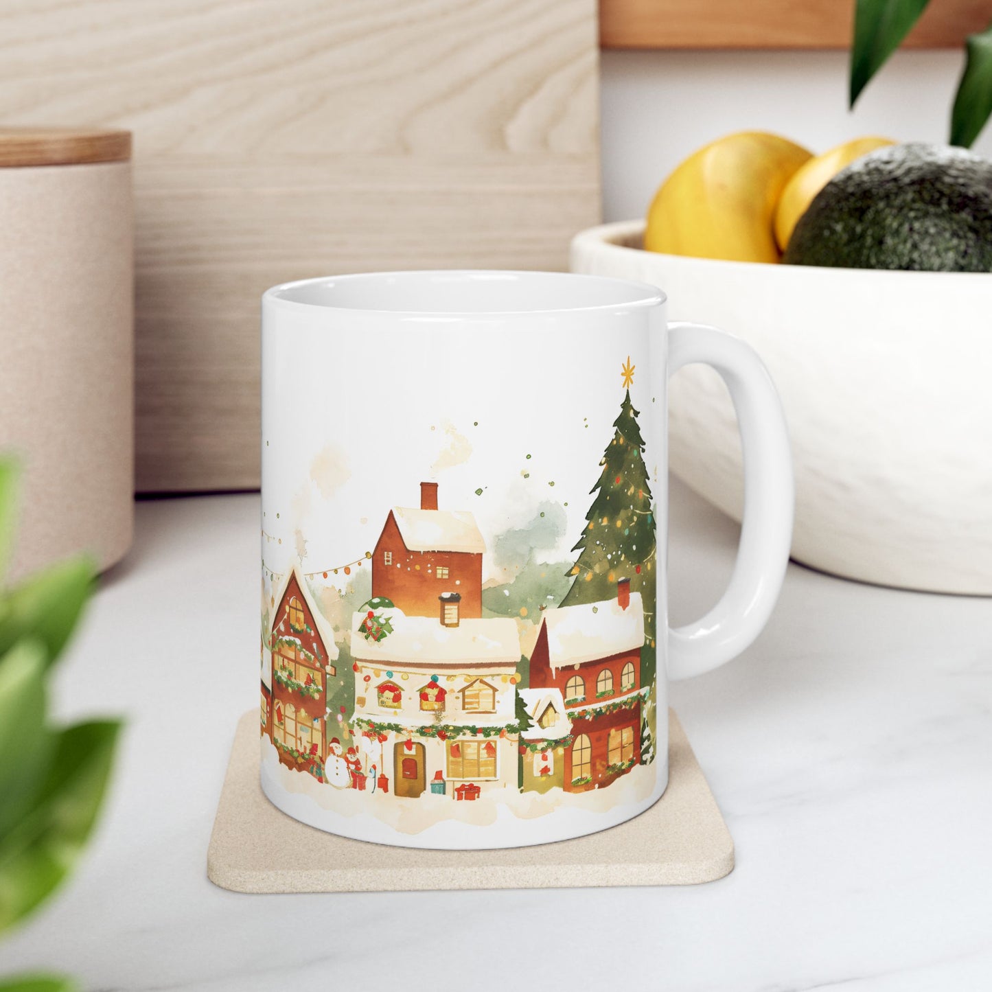 Christmas Mug - Snowy Village Wrap