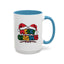 Christmas Mug - Merry Christmas Red Yellow & Blue Text Red Hats