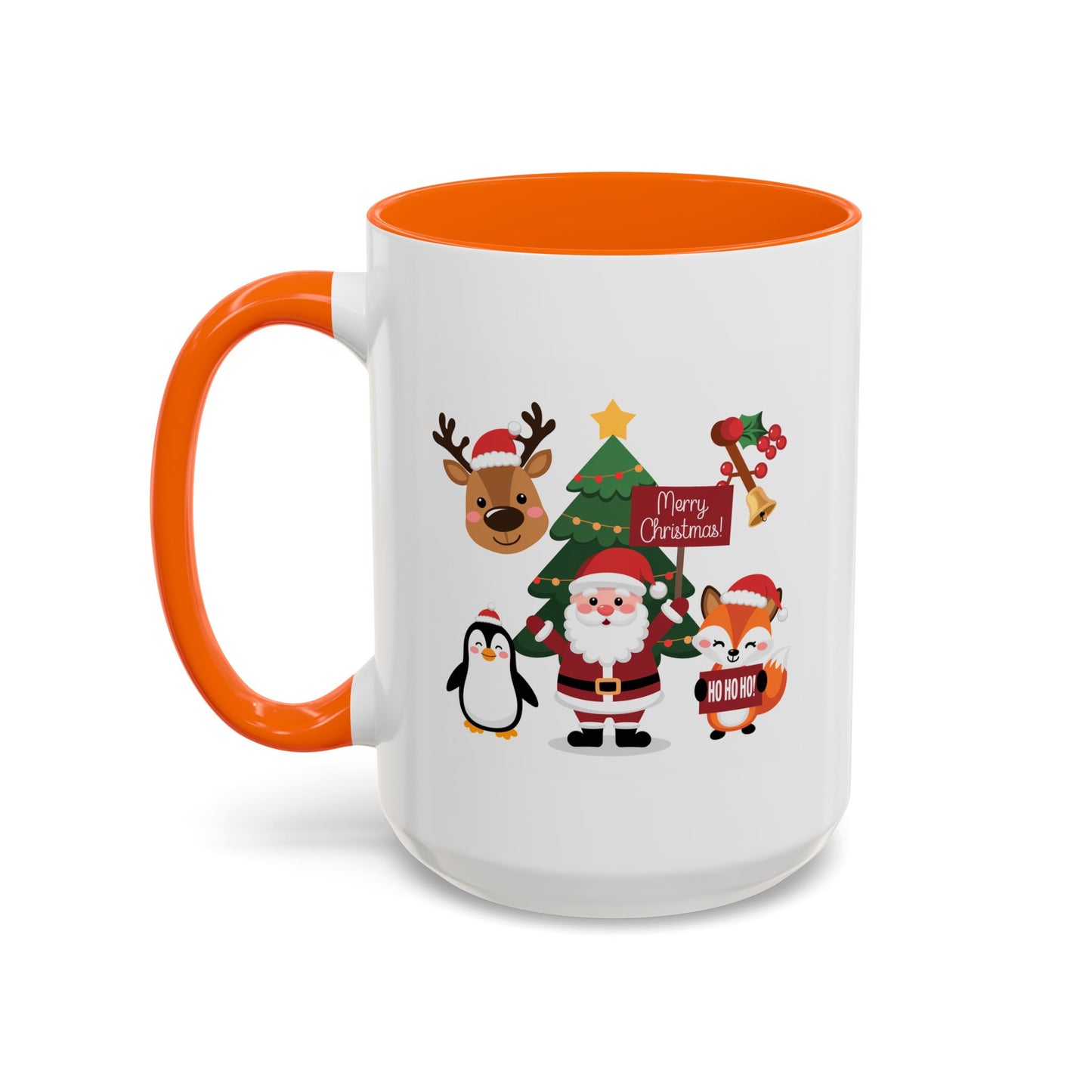 Christmas - Merry Christmas White Text Santa Reindeer Penguin Fox