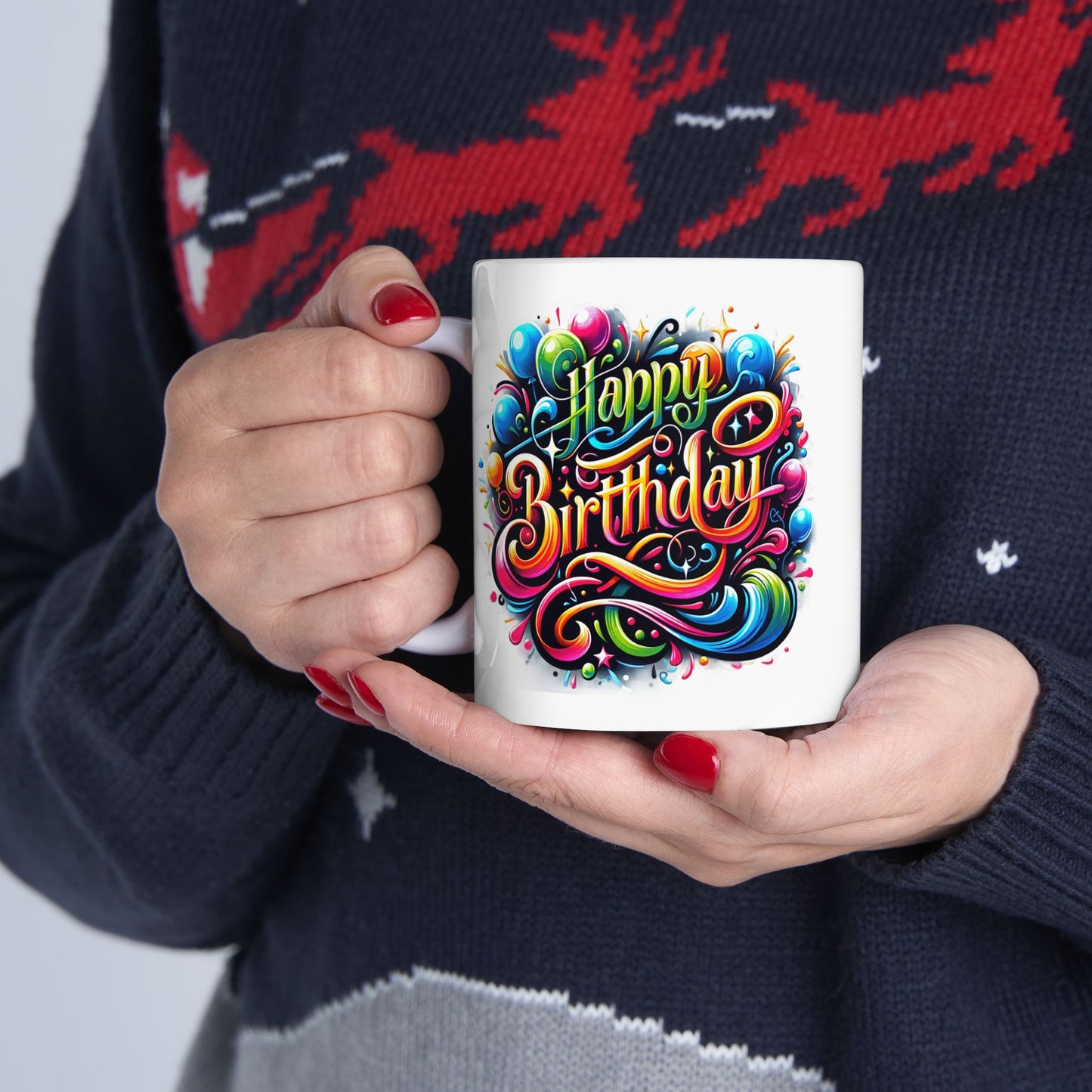 Birthday Mug - Happy Birthday Swish