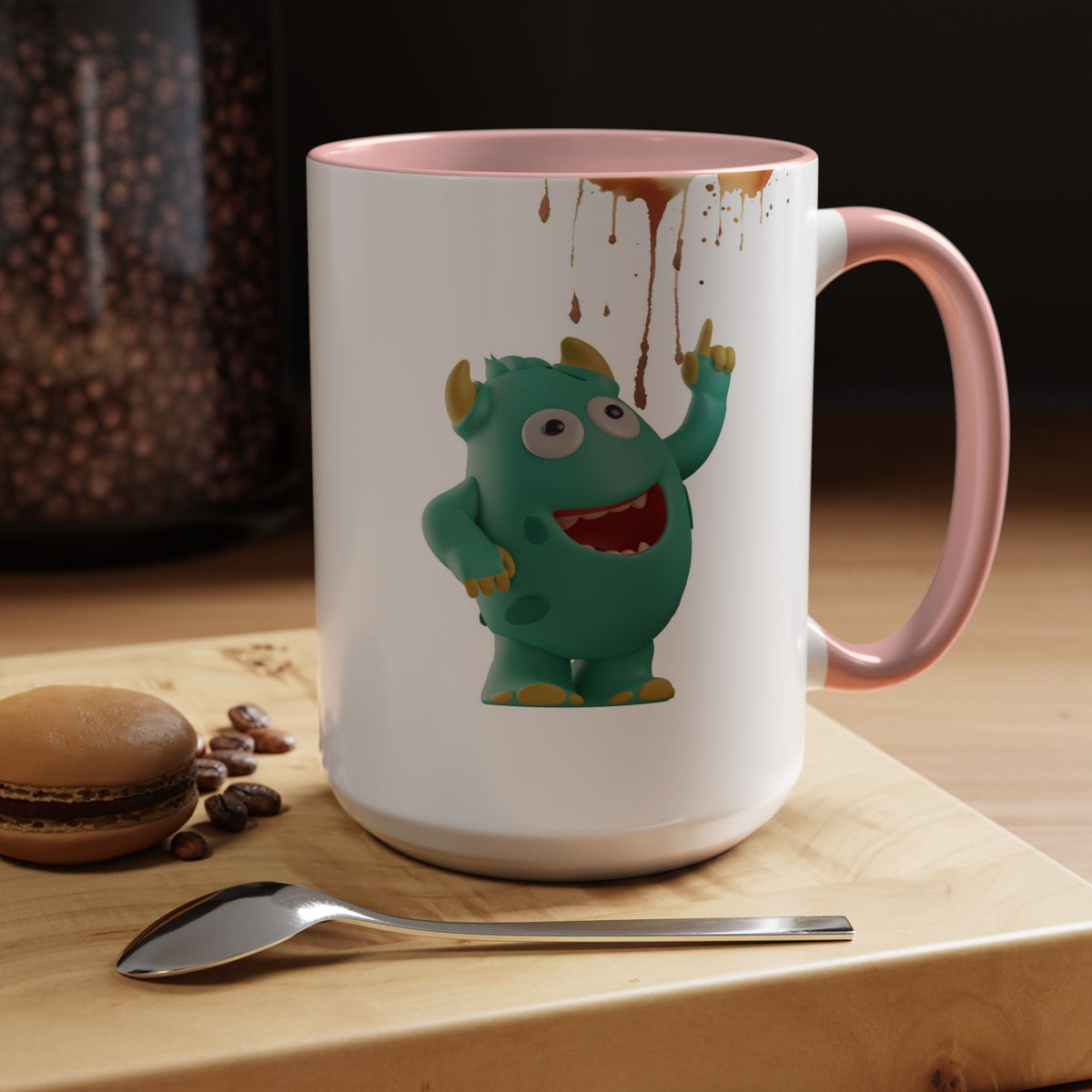 Humor Mug - Monster Drinks Coffee Spill
