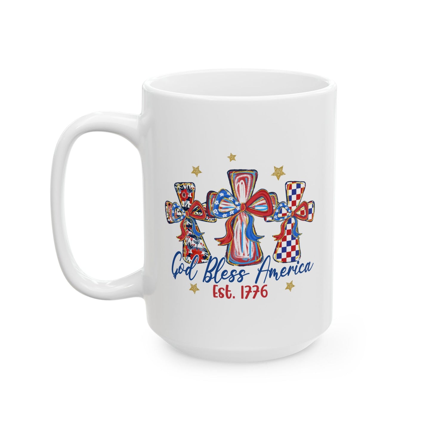4th of July Mug - God Bless America Patriotic Cross