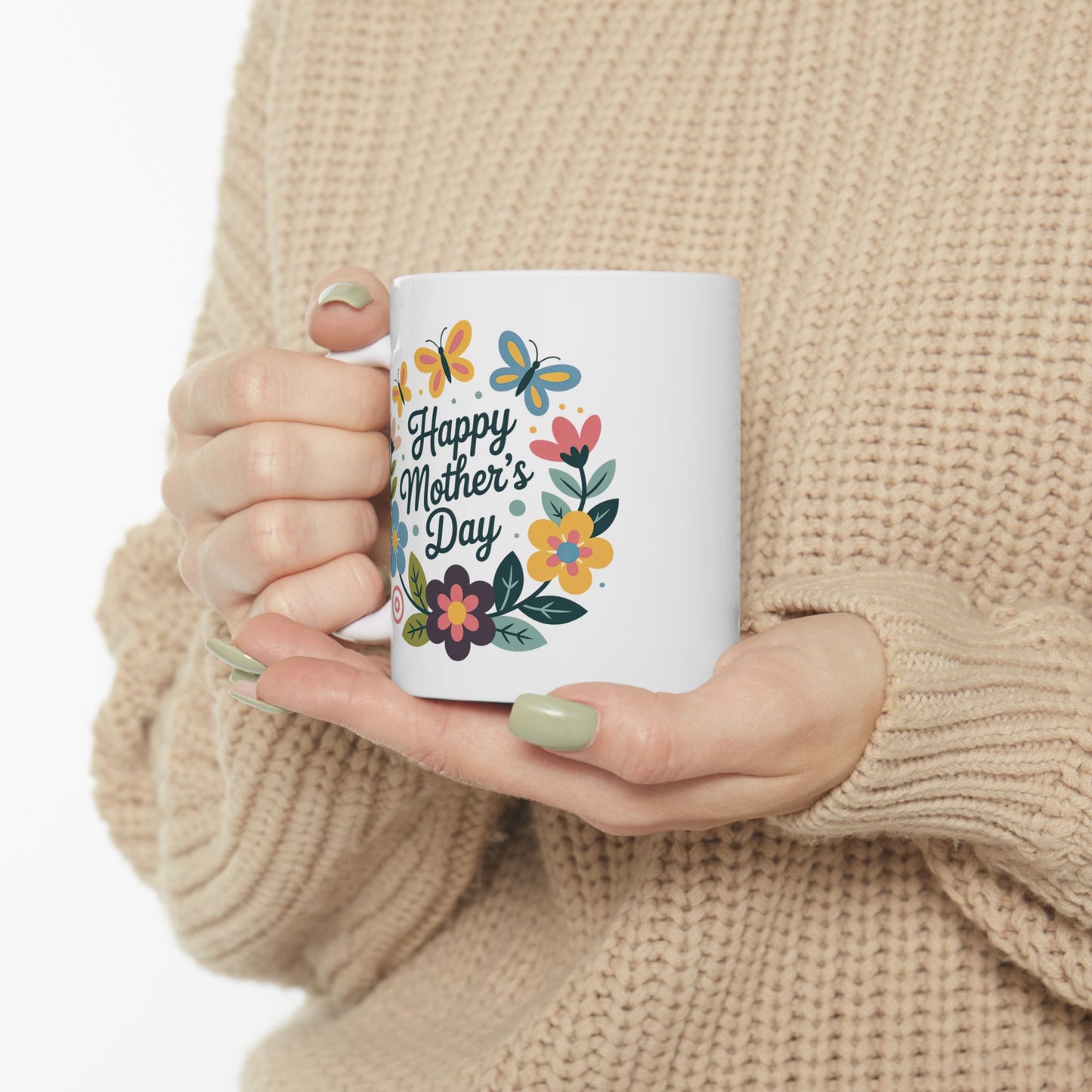 Mother's Day Mug - Happy Mother's Day Floral Butterflies