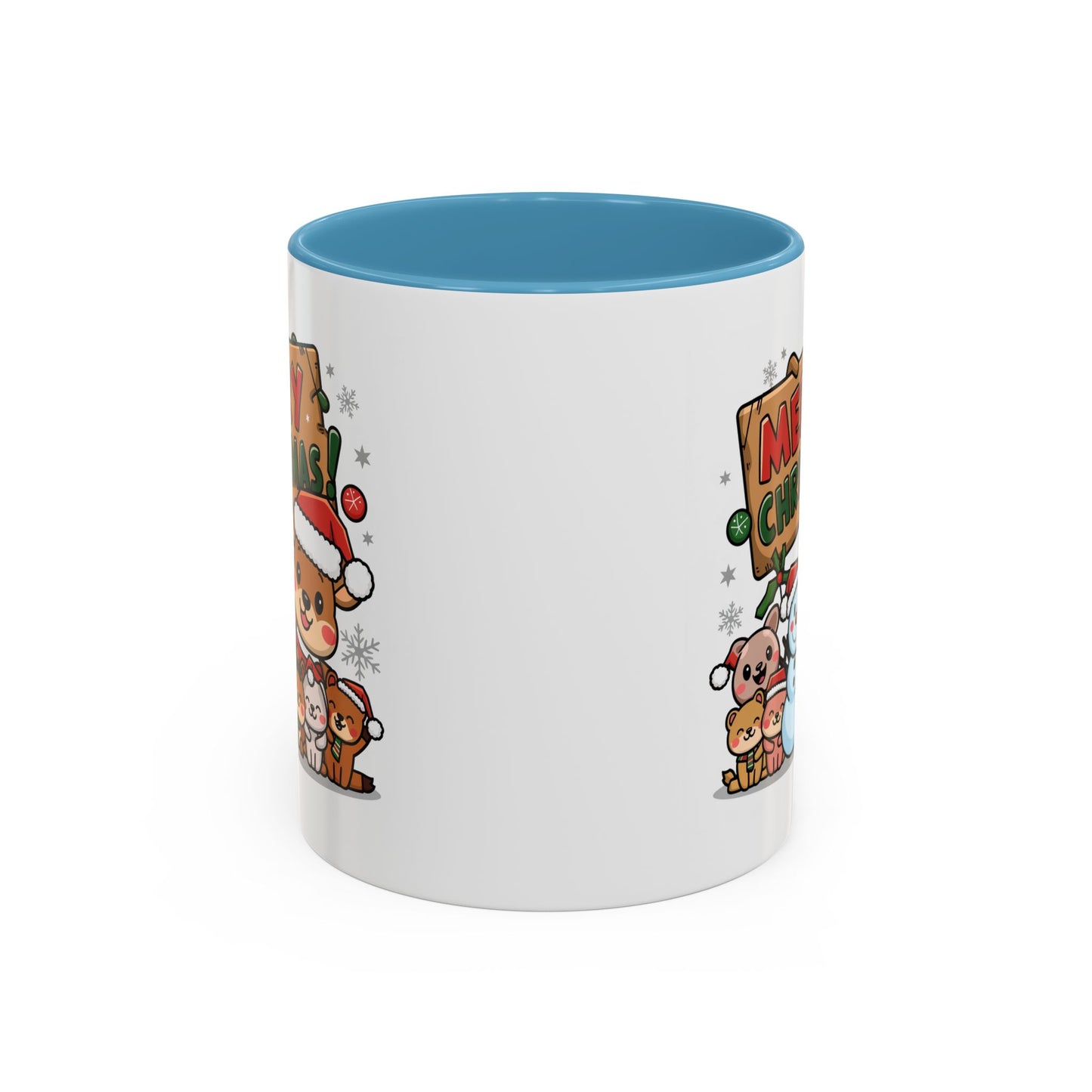 Christmas Mug - Merry Christmas Red & Green Text Reindeer Snowman