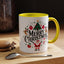 Christmas Mug - Merry Christmas Black Text Santa Reindeer Snowmen Ornaments