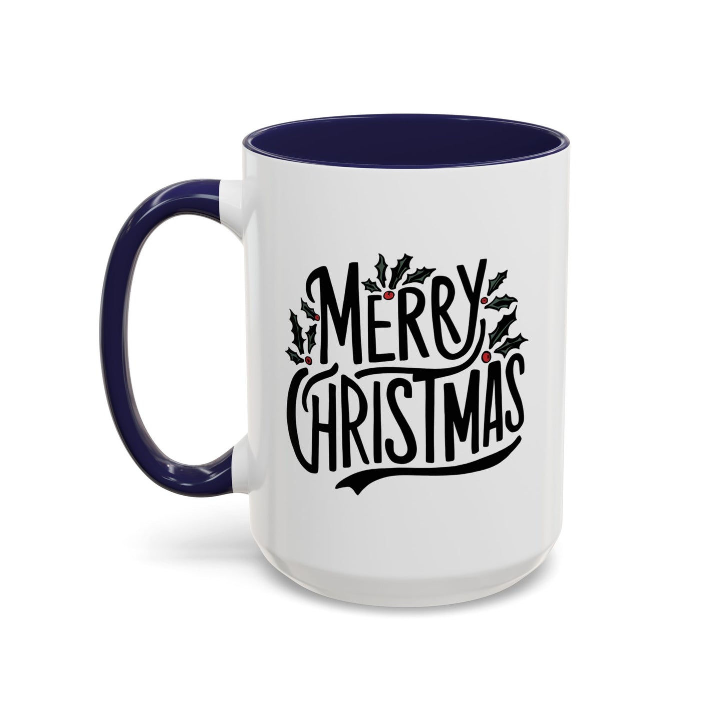 Christmas Mug - Merry Christmas Black Text Mistletoe
