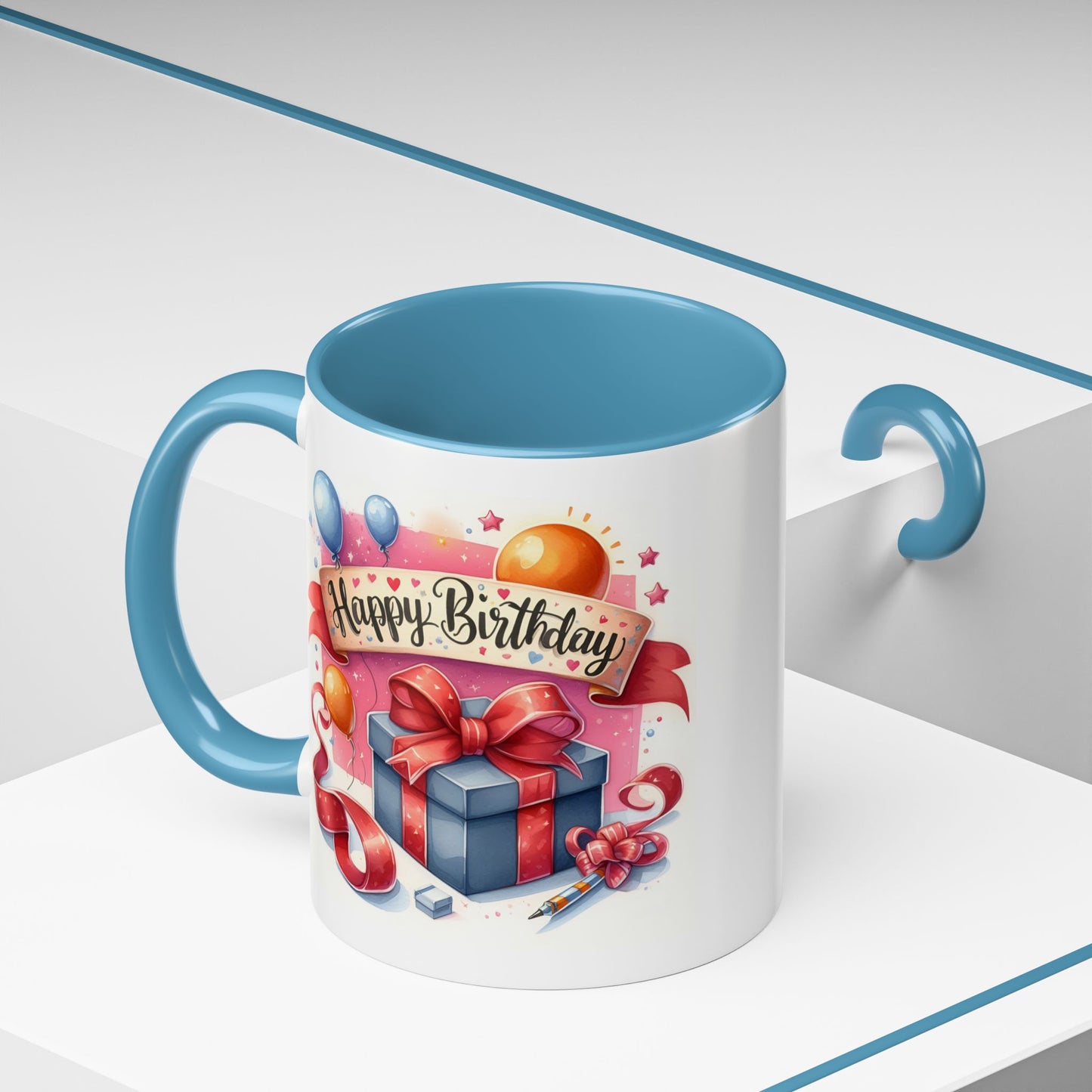 Birthday Mug - Present Pen Balloons