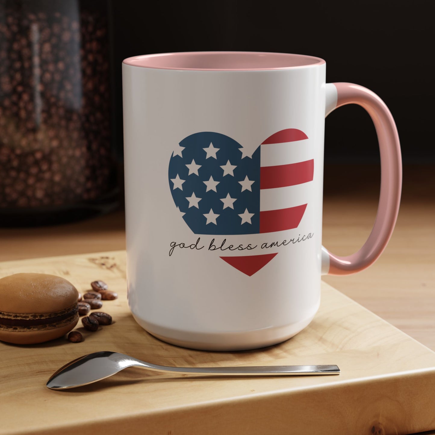 4th of July Mug - God Bless America Flag Heart