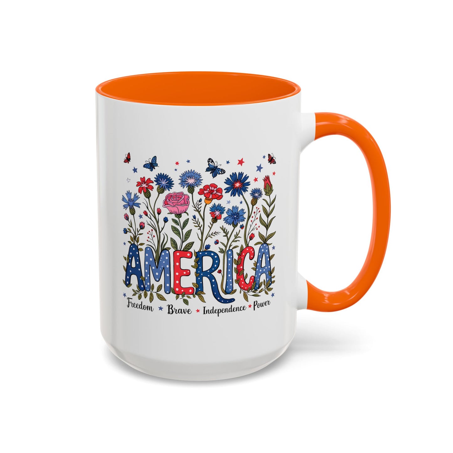 4th of July Mug - Floral America Patriotic
