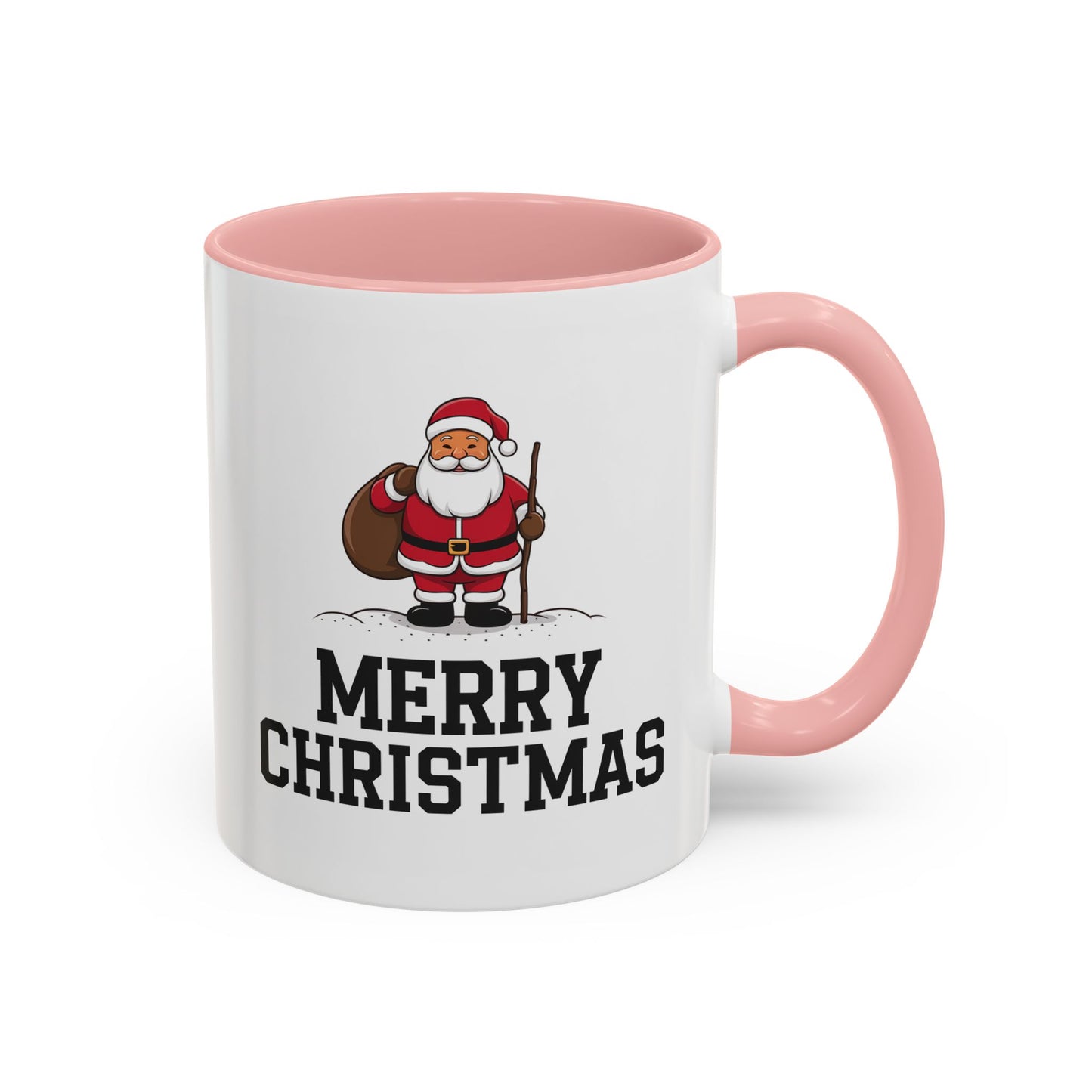 Christmas Mug - Merry Christmas Black Text Santa Walking