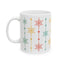 Christmas Mug - Green Yellow & Red Snowflakes Pattern