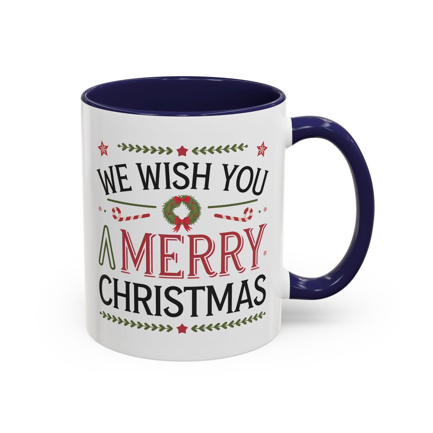 Christmas Mug - We Wish You a Merry Christmas Blue Green & Red Text
