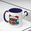 Christmas Mug - Merry Christmas Green Red Yellow and Blue Text Red Hats