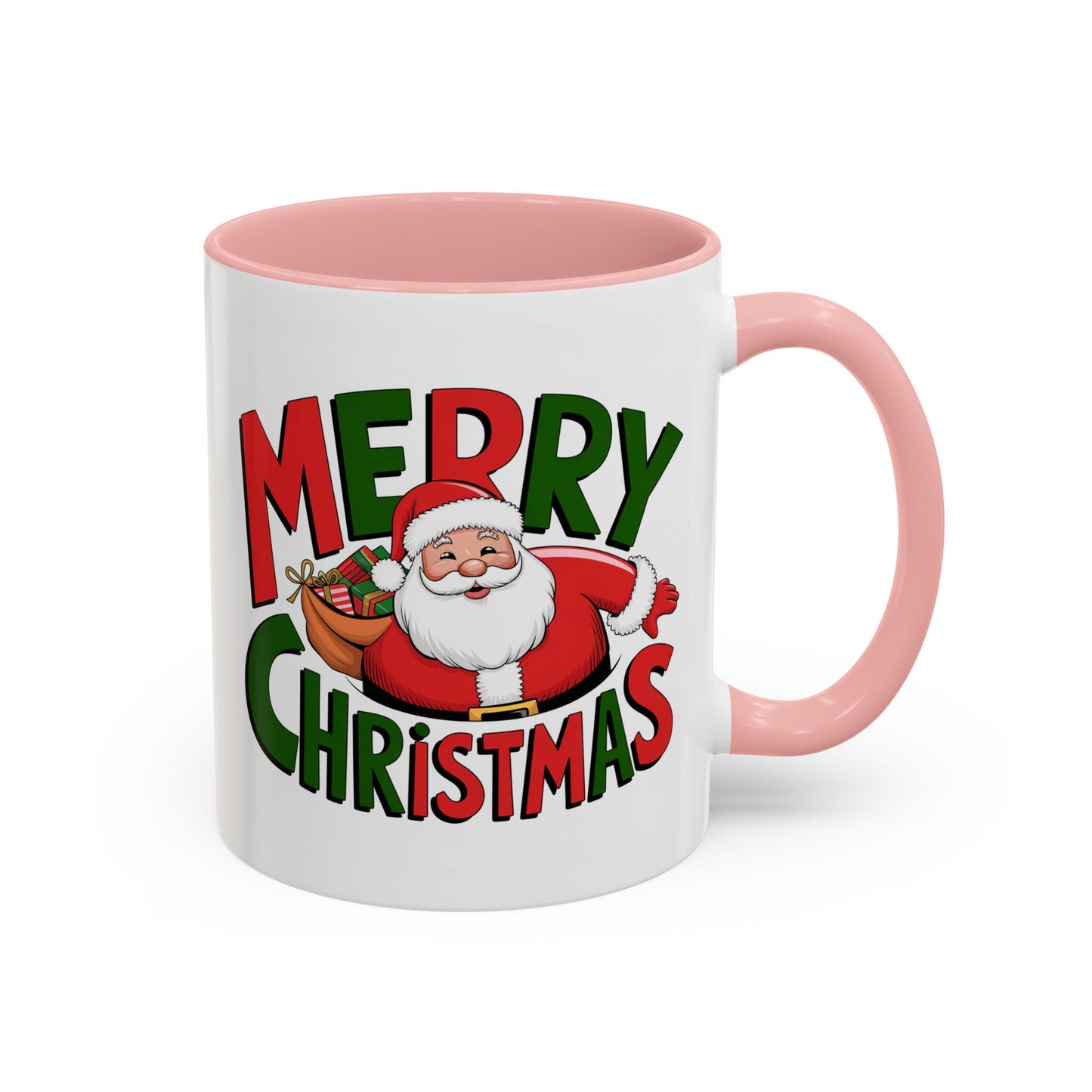 Christmas Mug - Green & Red Text Santa Presents