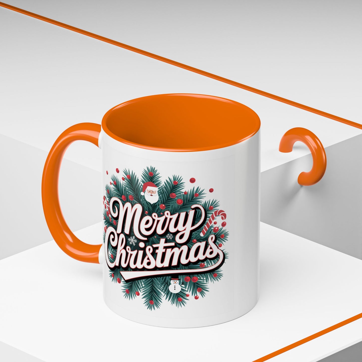 Christmas Mug - Merry Christmas White & Red Embossed Text