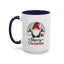 Christmas Mug - Merry Christmas Green & Red Text Gnome Present Trees
