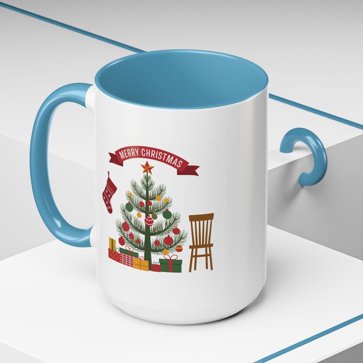 Christmas Mug - Merry Christmas Banner Tree Presents