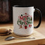 Christmas Mug - Merry Christmas Red & Green Text Santa Reindeer Tree Sleigh Ornaments