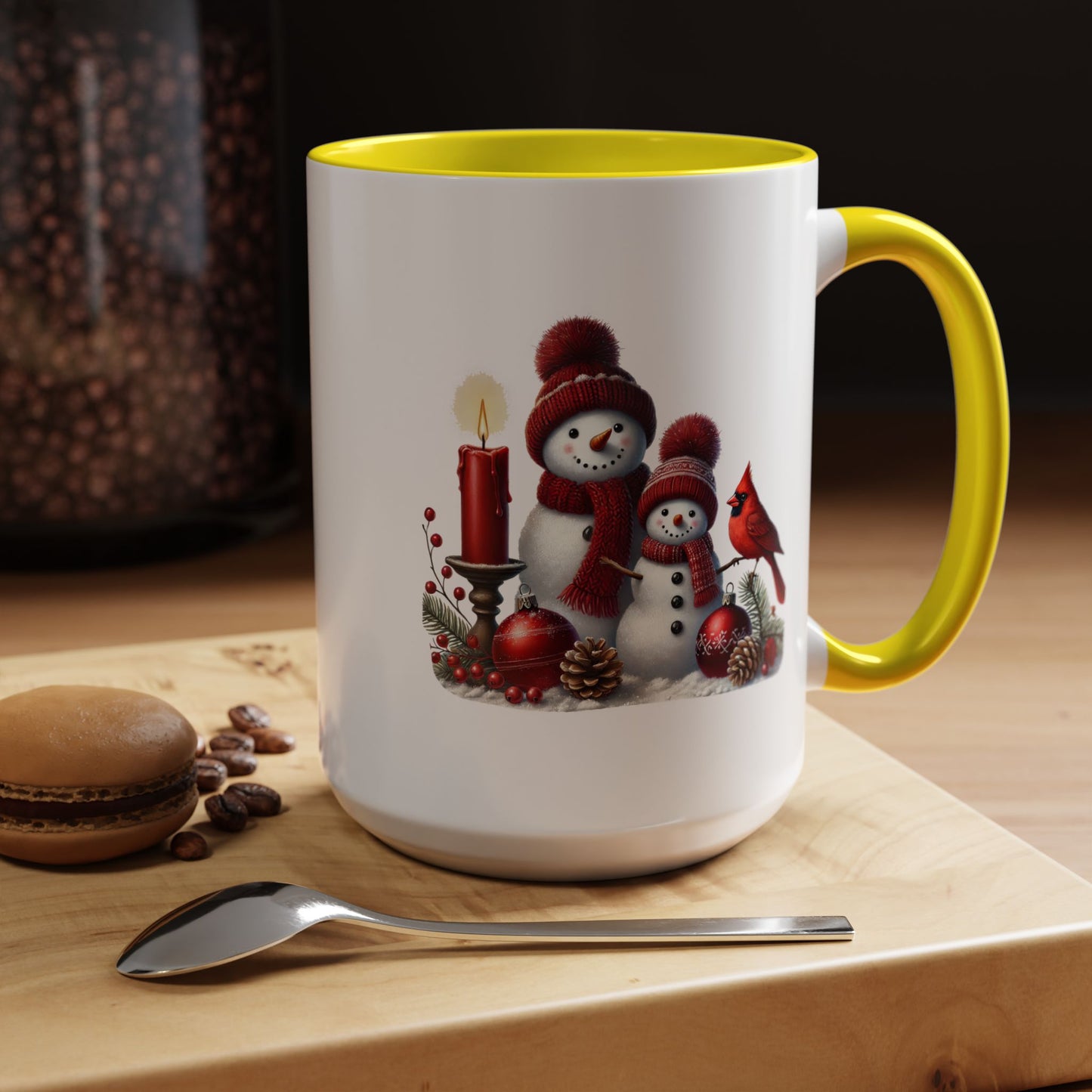 Christmas Mug - Burgundy Snowman Family