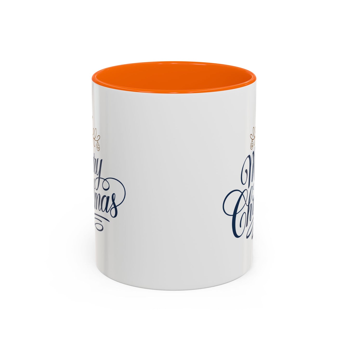 Christmas Mug - Merry Christmas Blue Text Gold Ornaments