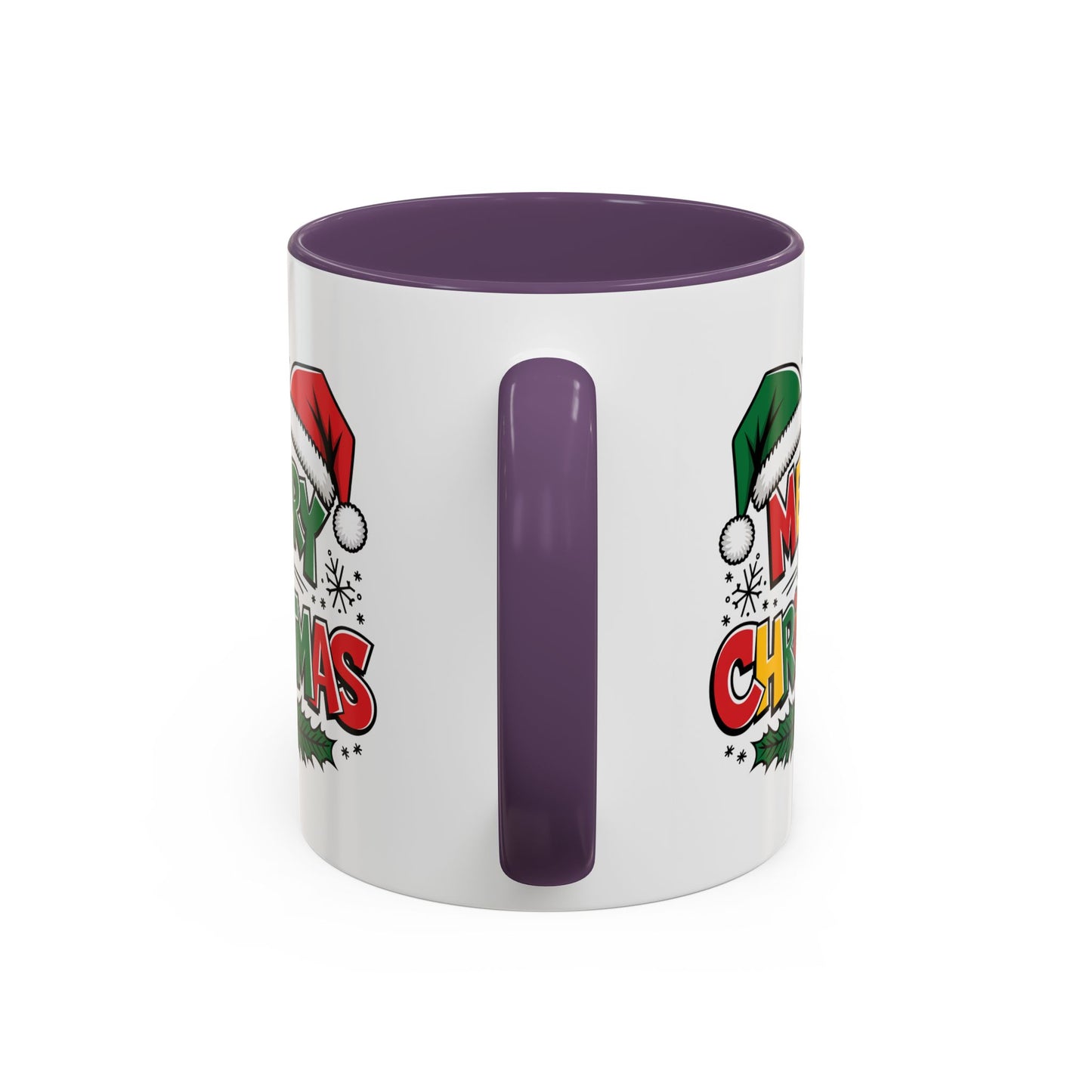Christmas Mug - Merry Christmas Red Yellow & Green Text Green & Red Hat