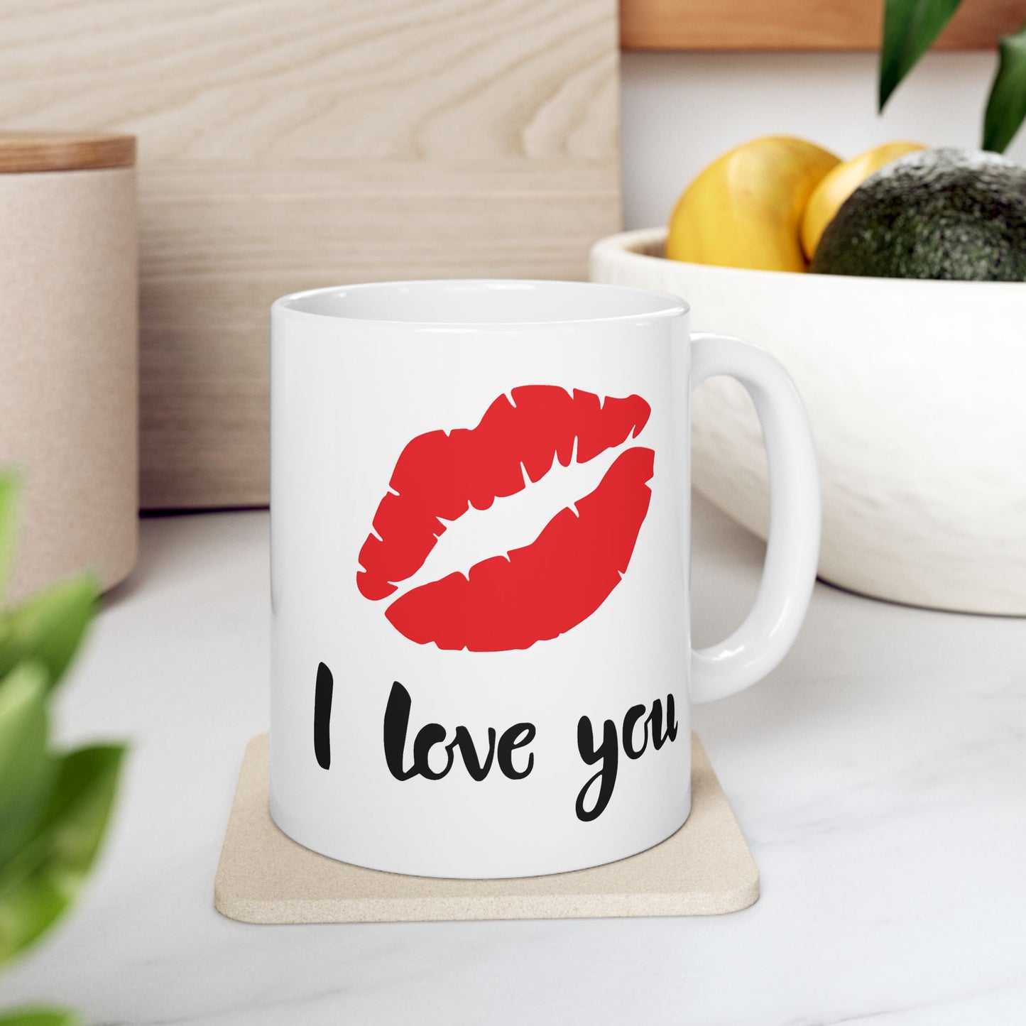 Valentine's Day Mug - I Love You Lipstick Kiss