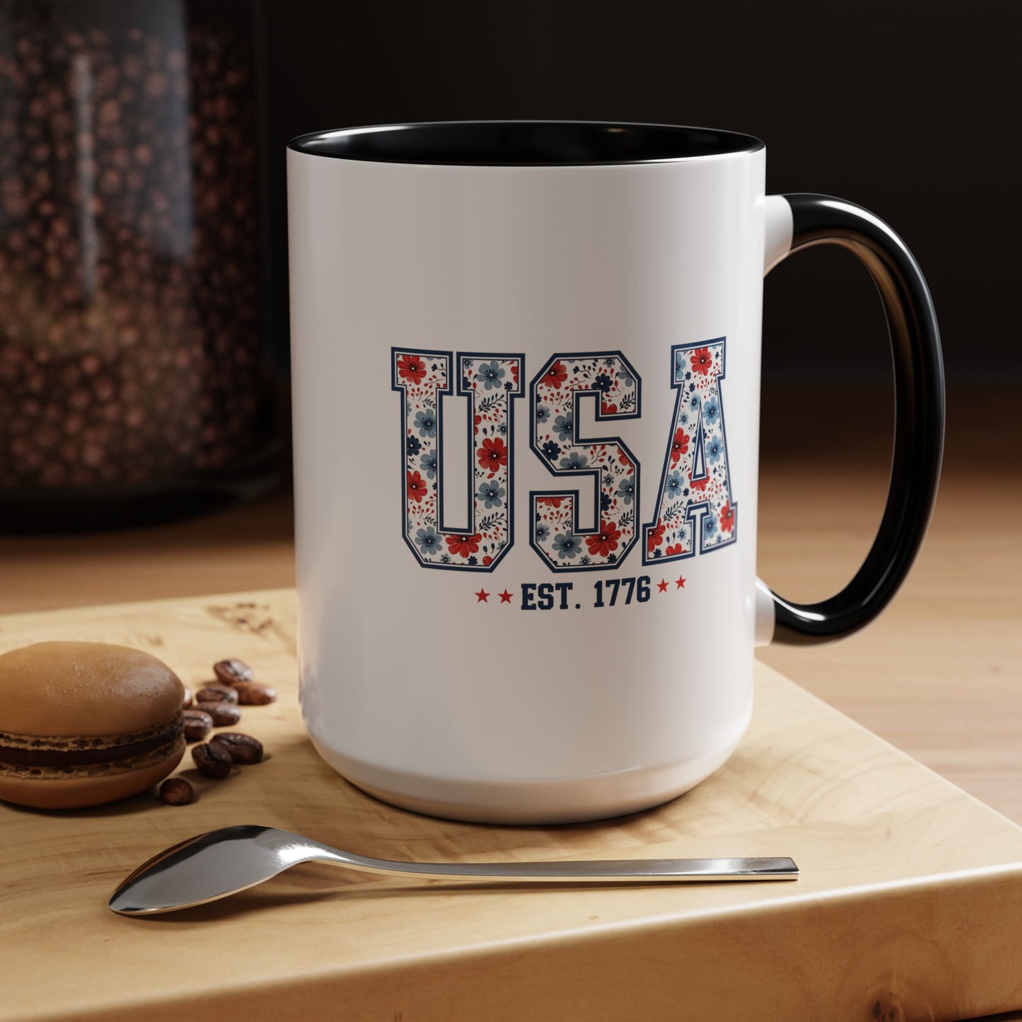 4th of July Mug - USA EST 1776 Floral
