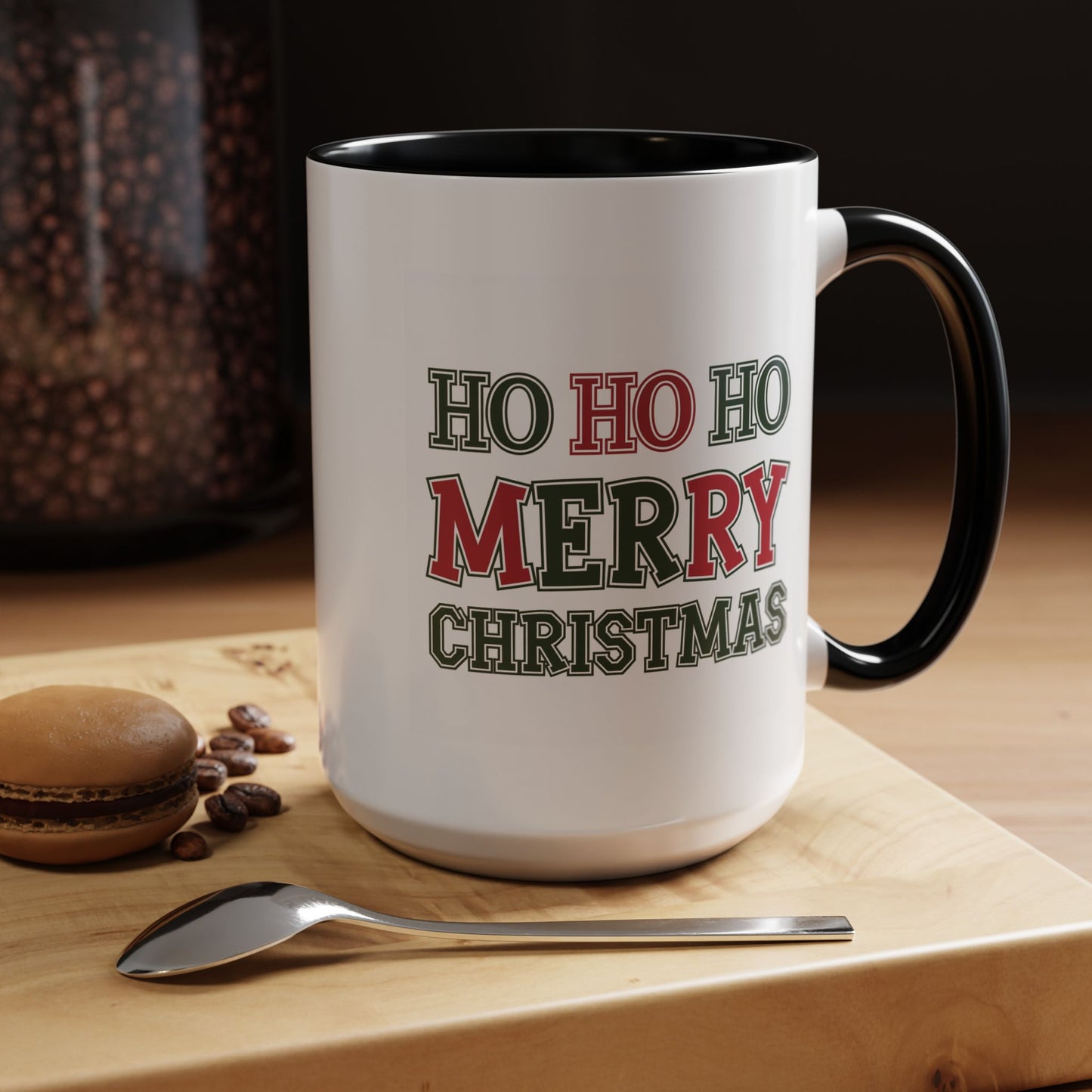 Christmas Mug - Ho Ho Ho Merry Christmas Green & Red Text 2