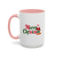 Christmas Mug - Merry Christmas Green & Red Text Santa Presents