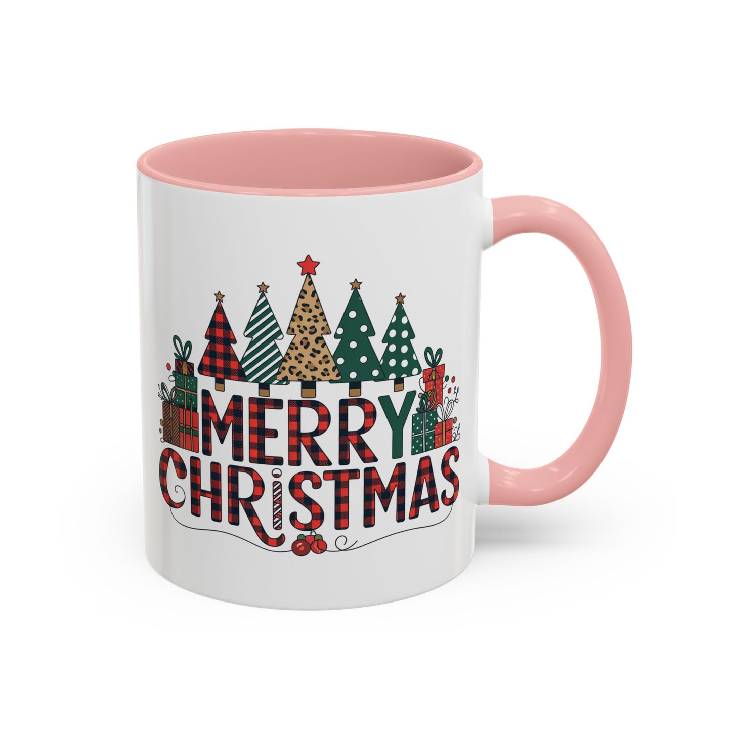 Christmas Mug - Merry Christmas Tartan Text Trees Presents