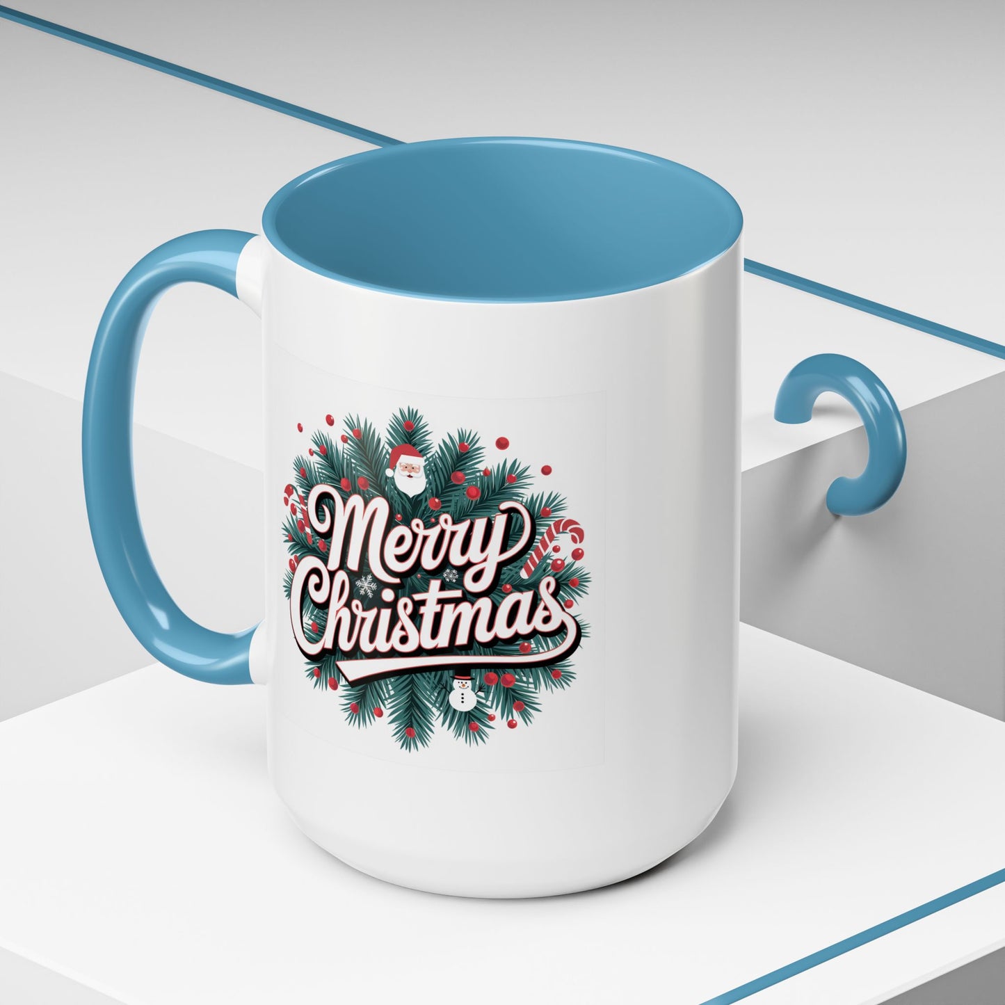Christmas Mug - Merry Christmas White & Red Embossed Text