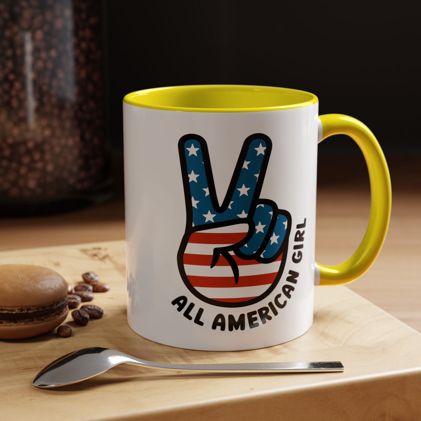 4th of July Mug - All American Girl Peace Sign