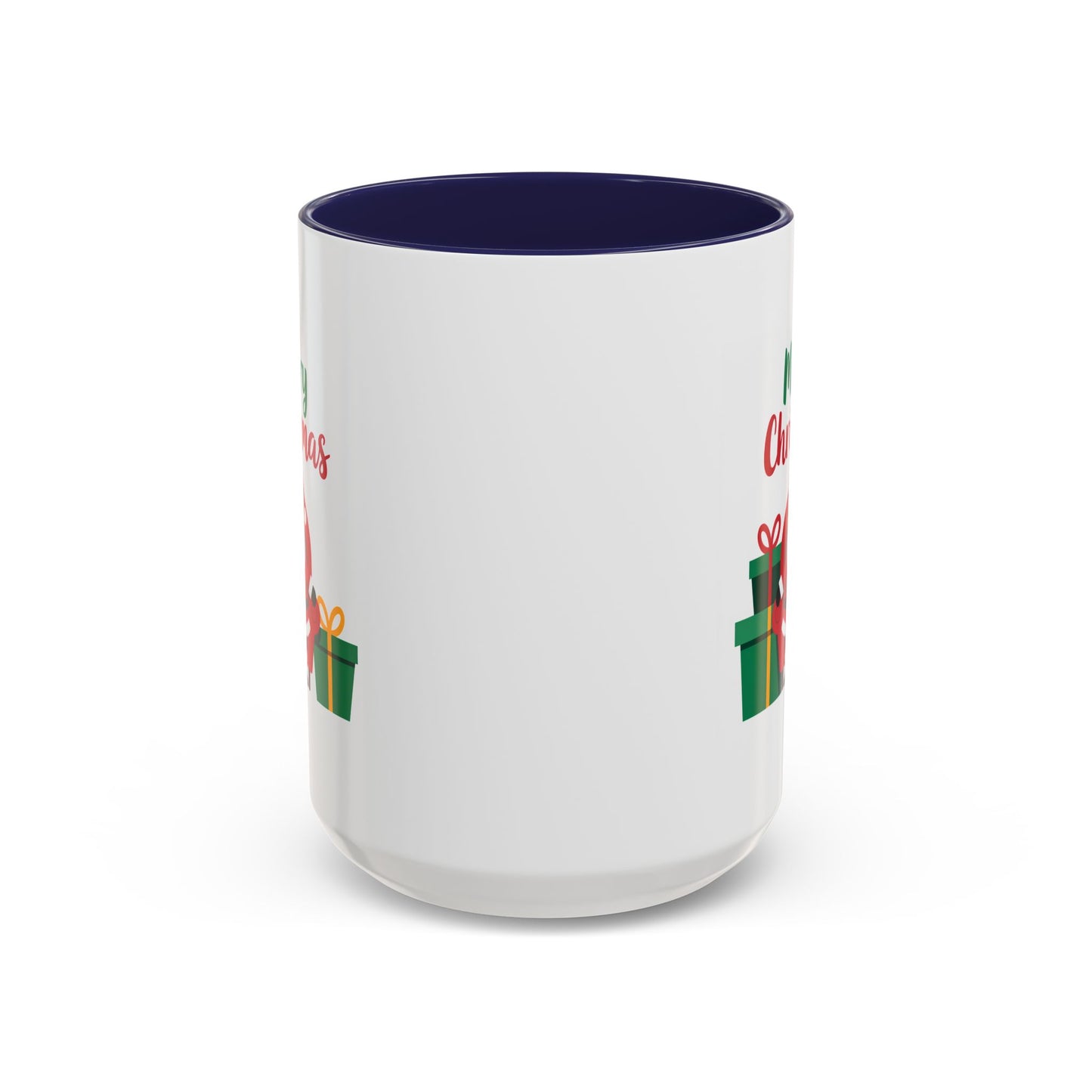 Christmas Mug - Merry Christmas Green & Red Text Santa Presents