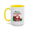 Christmas Mug - Merry Christmas Green & Red Text Santa Presents