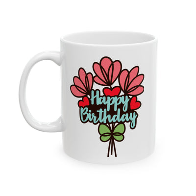 Birthday Mug - Flower Bouquet Hearts