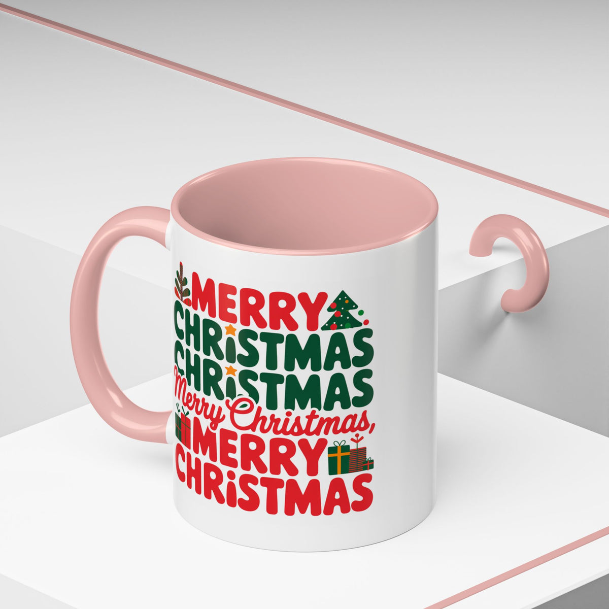 Christmas - Merry Christmas Red & Green Text Trees Presents Candles