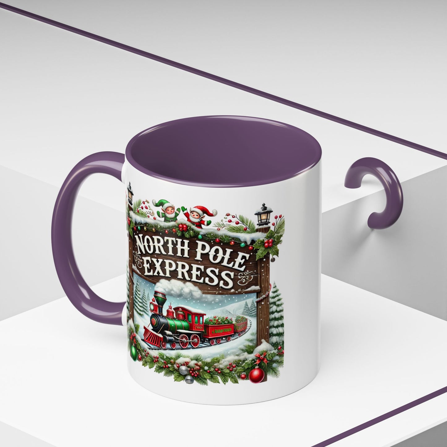 Christmas Mug - North Pole Express Steam Locomotive Decorations