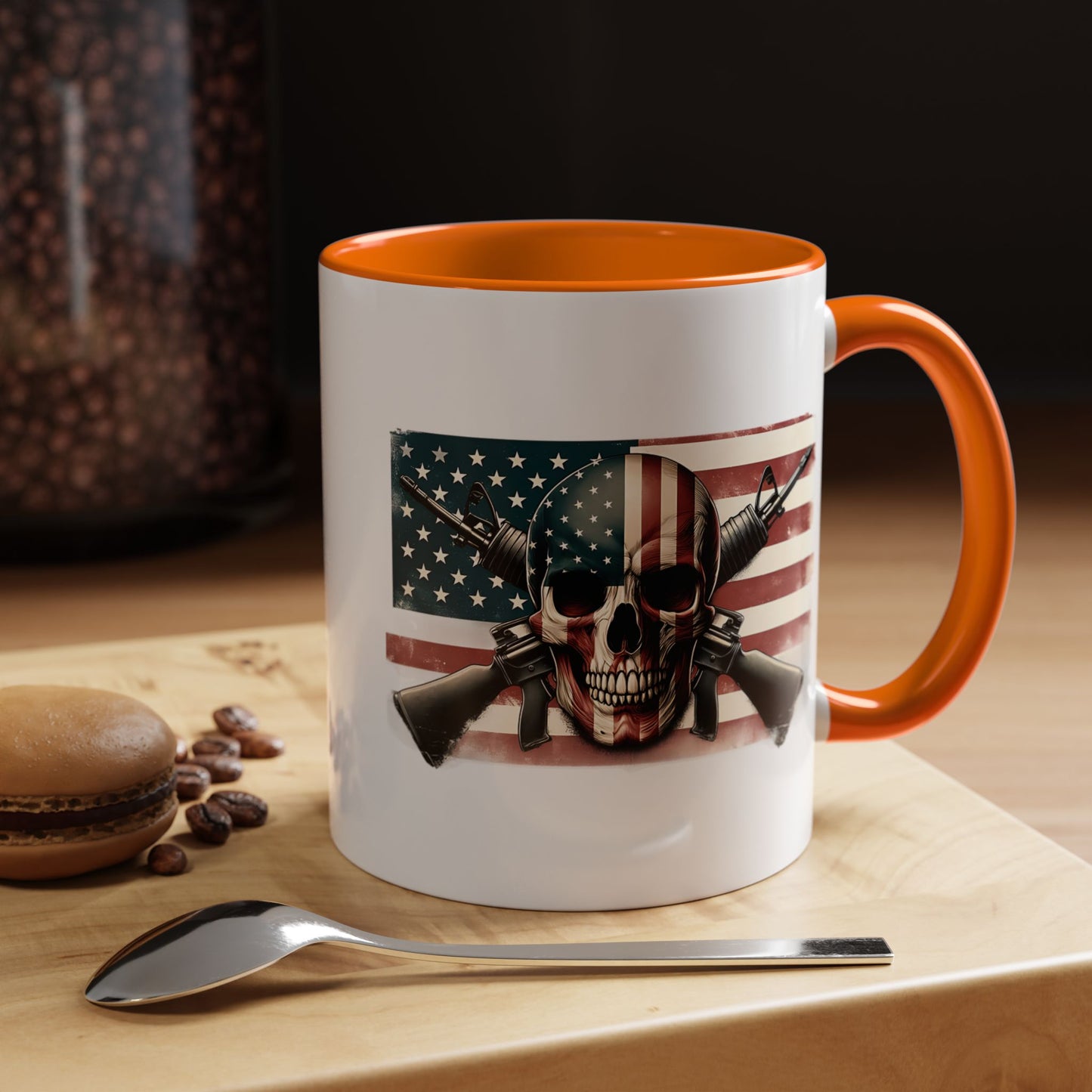 4th of July Mug - Skull Guns Flag