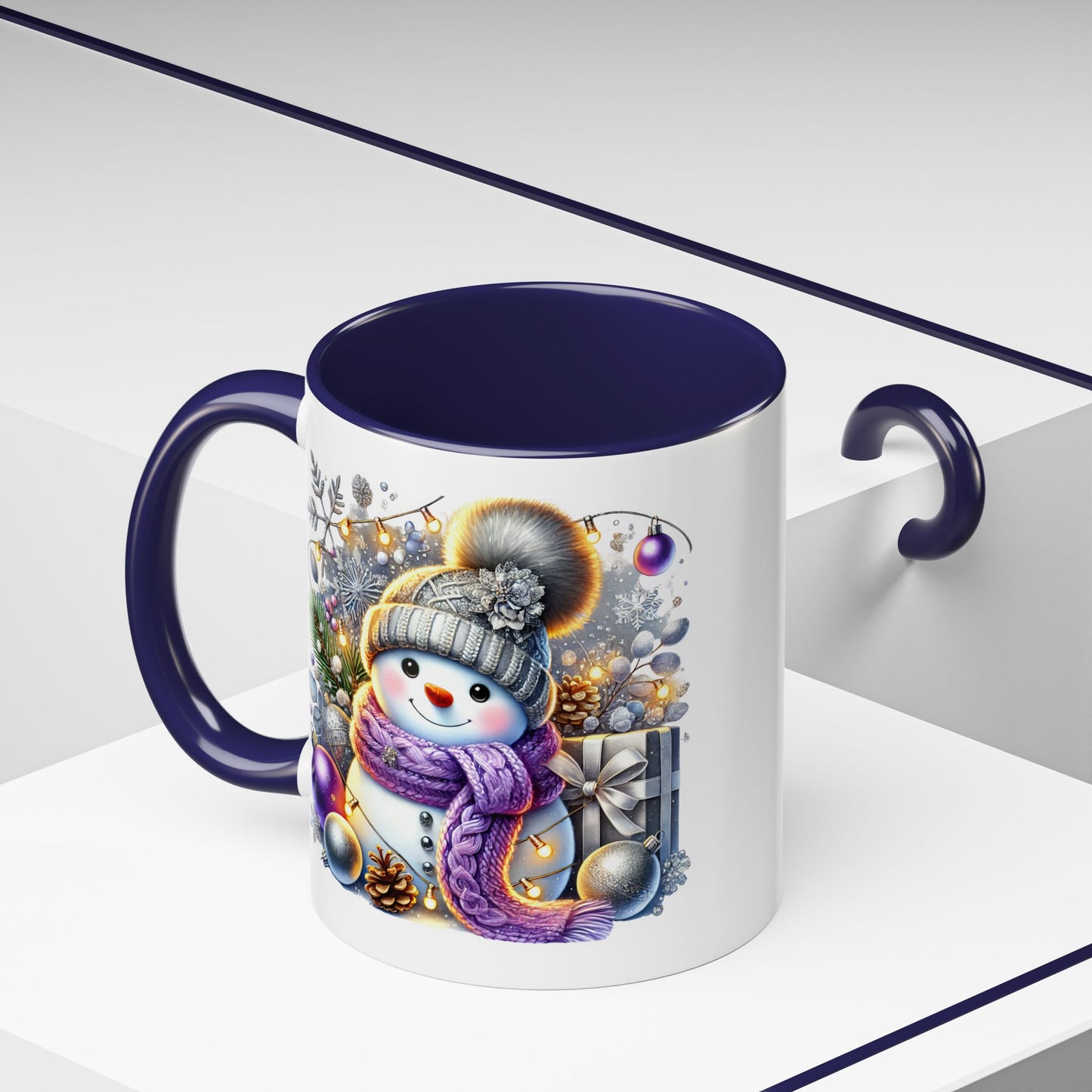 Christmas Mug - Purple and Silver Snowman