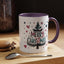 Christmas Mug - Merry Christmas Maroon & Blue Text Tree Hearts Stars