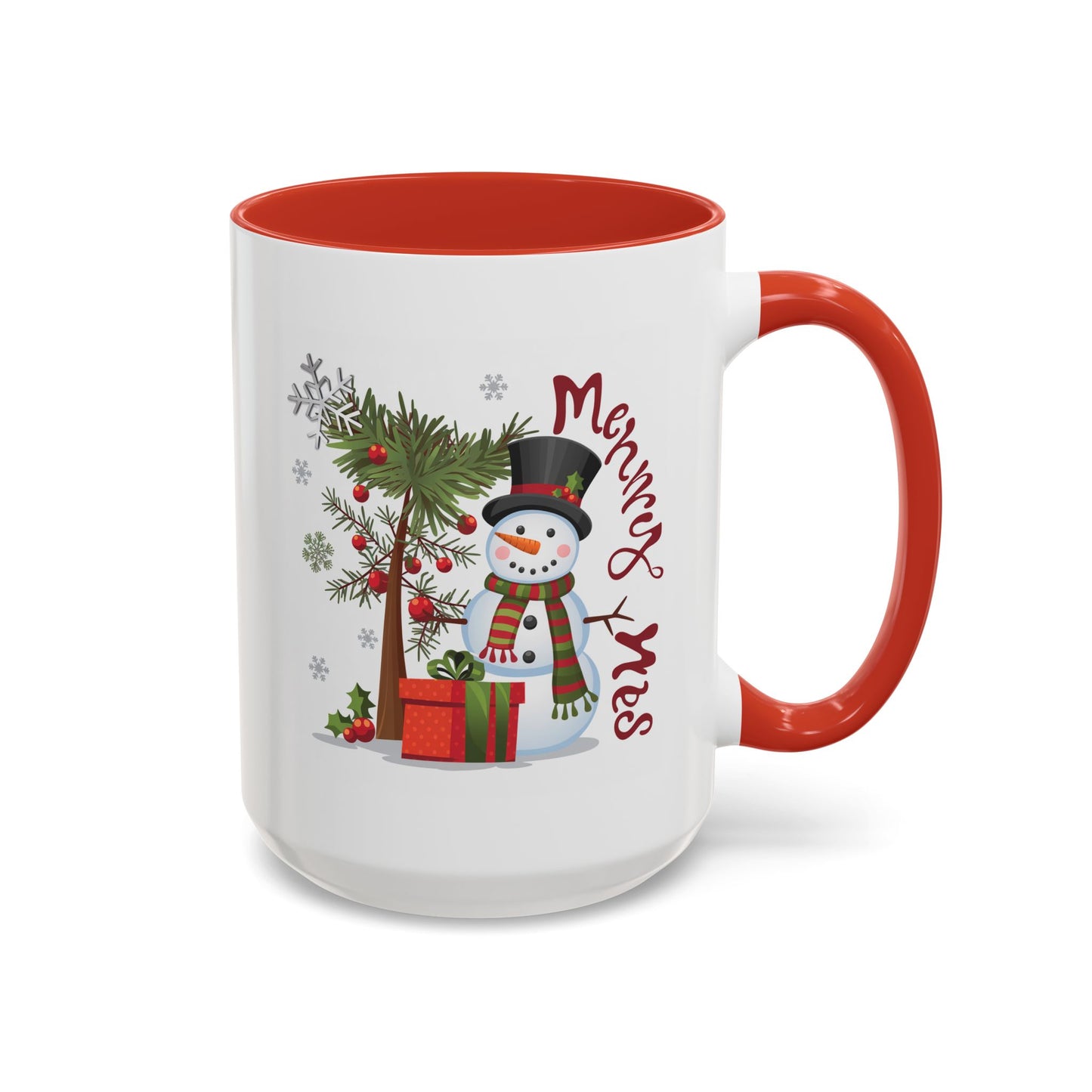 Christmas Mug - Merry Xmas Snowman Tree Present