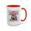 Christmas Mug - Merry Christmas Red Text Puppy Green Top