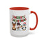 Christmas Mug - Red Green & Gold Text Reindeer Snowman Penguin