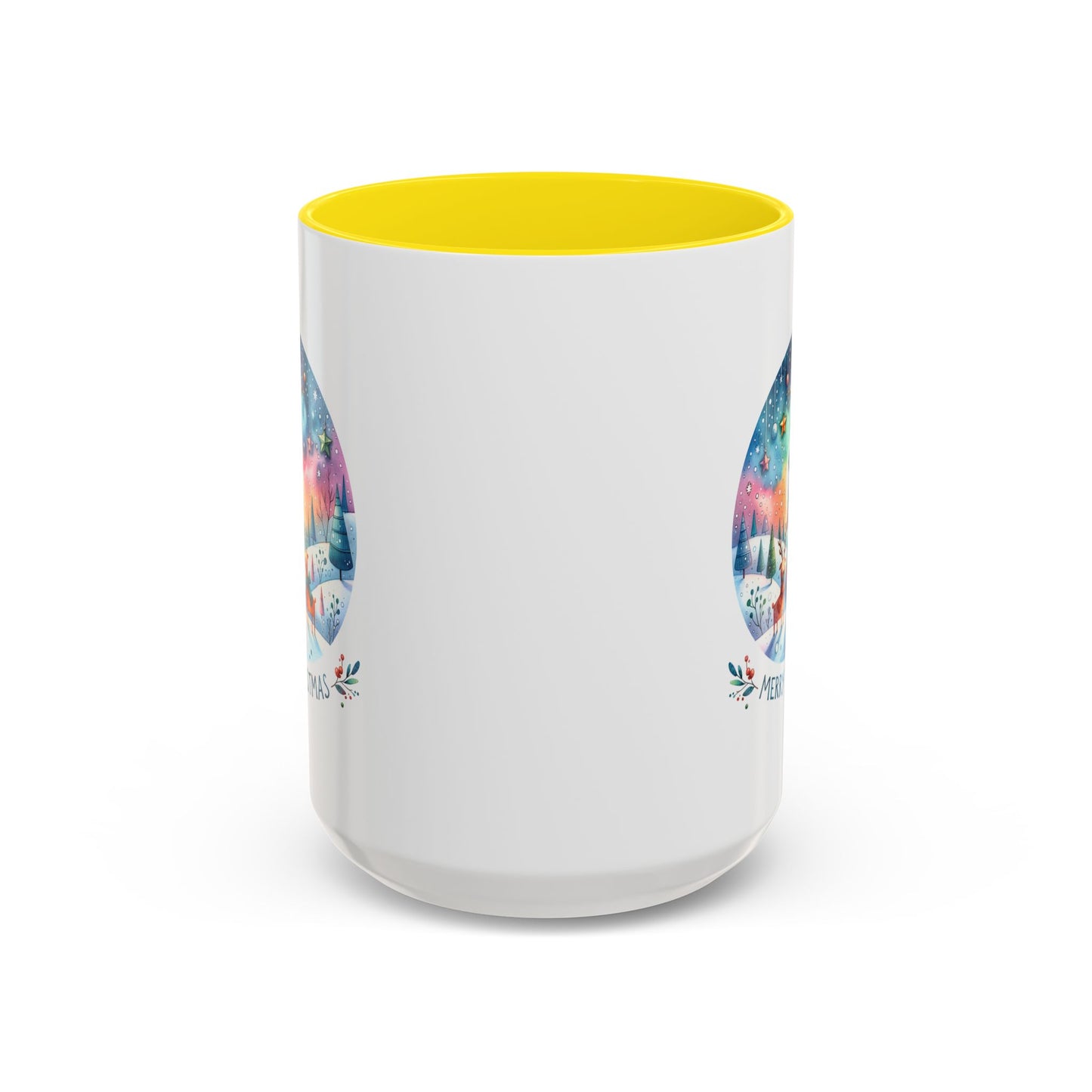 Christmas Mug - Merry Christmas Blue Text Snowman Star Reindeer