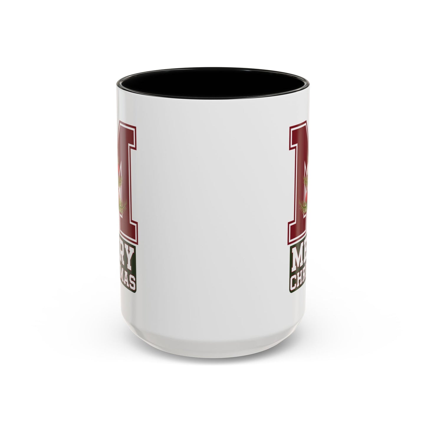 Christmas Mug - Merry Christmas White Green & Red College Text