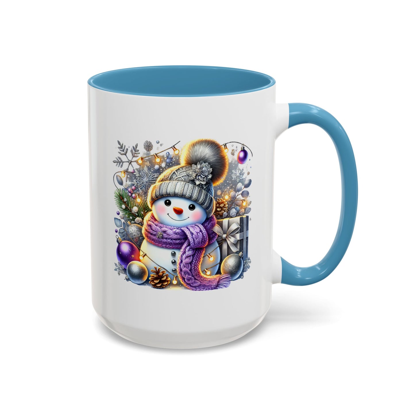 Christmas Mug - Purple and Silver Snowman