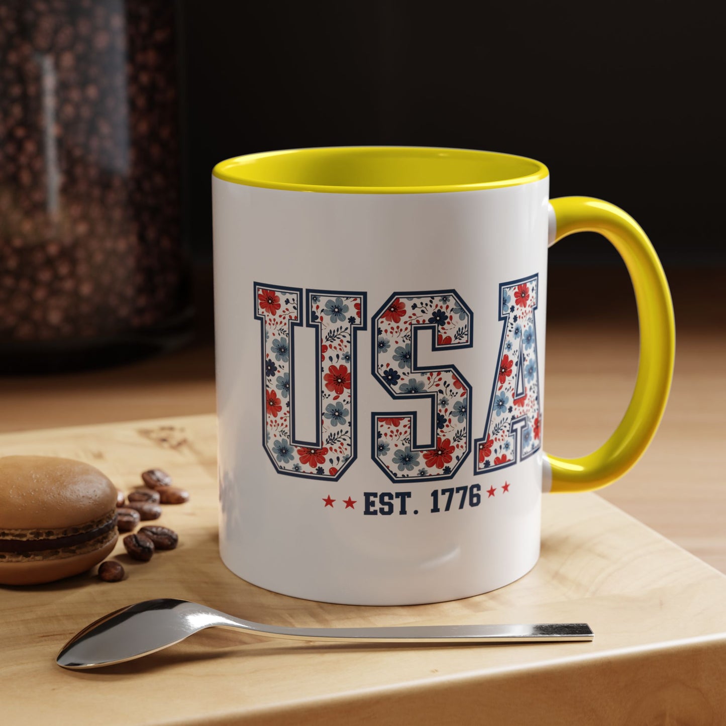 4th of July Mug - USA EST 1776 Floral
