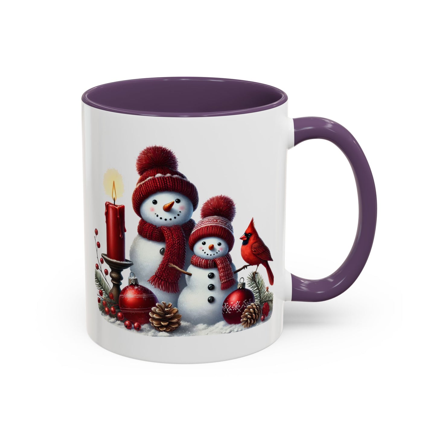 Christmas Mug - Burgundy Snowman Family